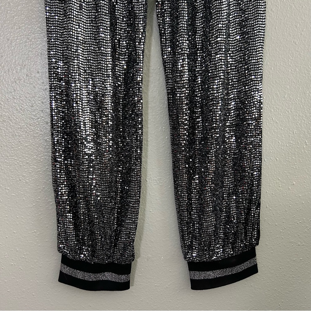 Pam & Gela Silver Sequin Track Joggers - Picture 8 of 10